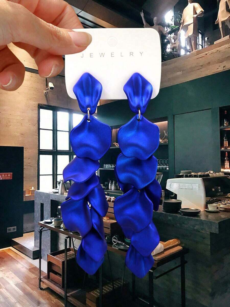 1 Pair Of Baroque Style Petal Pendant Earrings - Đá quý - Xem 1