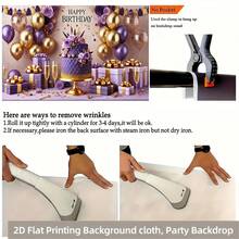 2D Flat, 1pc Luxury Purple & Golden Birthday Party Backdrop Banner - 8x6ft Polyester Fabric With Balloons, Cake, Gifts & Floral Design For Indoor/Outdoor Celebrations, Photo Booth Background, Home, Garden, Studio Decor, Birthday Party Decorations, Festive Event Decoration, Elegant Decoration, Durable Decoration, 2D Flat - Nhiều màu - Xem 7