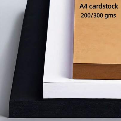 50 Stücke A4 Schwarz/Weiß/Braun Karton, 200g/m² / 300g/m² Dickes Kraftpapier