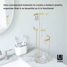 1014862104 Tesora 3Tier Jewelry Stand Earring Holder Accessory Organizer And Display Glass Brass