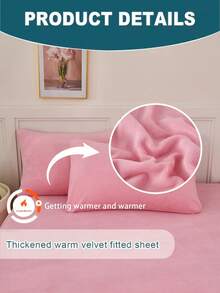 2/3pcs Pink Velvet Fitted Sheet Set, Warm & Soft, Solid Velvet Fitted Sheet Bedding Set, Available In Super King, King, Queen, Twin Size, Luxurious Ultra-Soft Bottom Fabric, 11.8 Inch Deep Pocket Design, Suitable For Autumn, Winter, Spring, Includes 1 Fitted Sheet And 1/2 Pillowcases - Coral Pink - View 4
