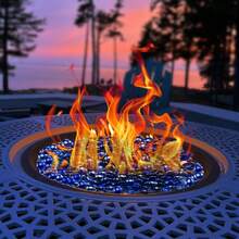 Fire Glass, 20LBS / 9KG High-Temperature Resistant Fireplace Rocks, 3/4-Inch / 19.05 Mm Reflective & Smokeless Firepit Glass Beads, High Luster Stone Landscaping For Fire Pit Table, Cobalt Blue - Xanh coban 20 lbs - Xem 9
