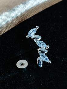 1PC 20G Copper Fashion Dainty Curved Cz Cartilage Stud Leaf Anti Tragus Helix Standard Lobe Rook Conch Flat Screw Back Earrings Ear Piercing Jewelry