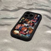 Una funda para teléfono móvil con un diseño único de temática de terror, que ofrece protección completa con TPU de goma suave a prueba de golpes y caídas.Viene en un elegante color negro, adecuado tanto para hombres como para mujeres, compatible con los modelos de  16, 15, 14, 13, 12, 11Xs, XR, X7/8 Mini Plus Pro Max E Series. - Burdeos - Ver 4