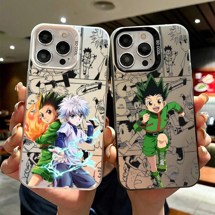 Custodia compatibile con anime giapponesi per Apple 15, 14, 13, 12, 11, XS, XR, X, Pro, Max, Plus, colorata in argento - compatibile con custodie per iPhone 17, 17 Pro, 17 Pro Max