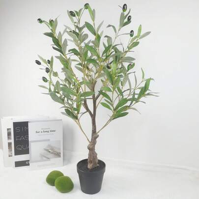 1個、72cm人工フィカスの木/オリーブの木、プラスチック製の偽の木鉢植え、一般的に家庭、オフィス、レストラン、商業施設の常緑装飾、ホリデーパーティーの装飾に使用されます