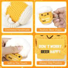 Positive Energy Crochet Beer Gift Set With Inspirational Card, Handmade To Spread Uplifting Mood And Relieve Stress, Cute Birthday Or Office Desk Decor - Multicolor - View 6