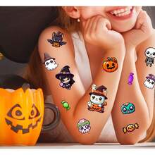 Fiestas Guirca Tatouages temporaires Halloween Little Monsters pour enfants et filles, ensemble d'autocollants de monstres, vampires, sorcières et fantômes avec des motifs colorés et amusants, idéal pour fêtes à thème et célébrations d'Halloween - Multicolore - Voir 3