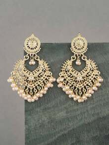 1 Pair Of Heart-Shaped Jingle Bell Earrings For Women, Fun & Festive Holiday Jewelry, Cute Dangle Earrings For Parties, Christmas, And Special Occasions - Vàng - Xem 3