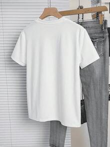Camiseta informal de manga corta con cuello redondo y estampado de cara de calabaza para mujer, de largo regular y tejido ligeramente elástico, para Halloween - Blanco - Ver 7