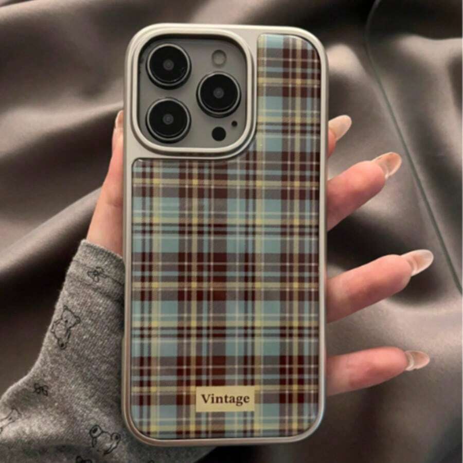 DECOPHONE Husă de telefon cu model vintage în carouri, compatibilă cu Apple 16 Pro Max, New Apple 17, Premium 15 Pro, Creative 13, complet acoperită 14, Niche 12, TPU 11, 8 Plus pentru bărbați, 7 pentru femei, husă XS Max.