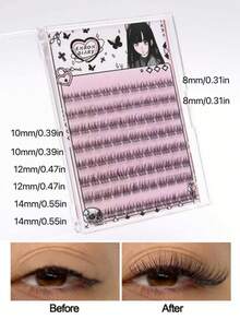 96pcs Glue-Free Natural Looking Faux Eyelashes, Scaly Segmented False Lashes, C-Curl Fluffy Individual Lashes, Thick Style, Suitable For Beginners, Eyelash Clusters, Individual False Eyelashes