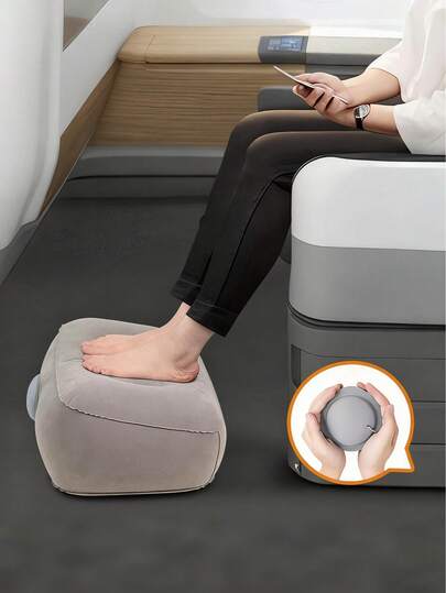 Benbo 1pc Inflatable Travel Pillow, Press-To-Inflate Cushion, Portable Outdoor Seat Pad, Foot Rest, Butt Cushion, Soft Velvet Headrest, Leg Relaxation Pad For Flight, Office, Home, Travel, Camping, Back To School Essentials
