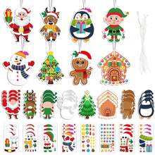24pcs Christmas Tree DIY Craft Kit - Use Stickers To Make Your Own Holiday Cards, Great For Christmas Parties And Family/School Activities