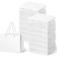 100 Pcs Thicken White Mini Gift Bags With Handles 3.9 X 4.7 X 2.4 Inch Small Paper Goodie Shopping Bags For Small Busin Party Wedding Gift Wrap Christmas - 白色 - 查看 1