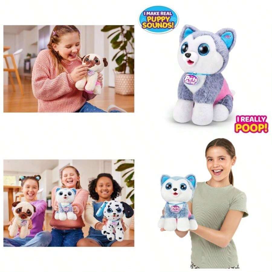 Poping Puppies Husky de Zuru Surprise Puppy Plush, Plushies Ultra Soft, Interactive, Pet Puppy para nias y nios - Fornido - Ver 1