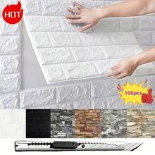 100pcs Self-Adhesive 3D Wall Sticker Panels - Peel And Stick Wallpaper Tiles, Realistic Brick, Marble, Stone, Wood, Metallic, Pastel Colors - Waterproof, Easy Installation, No Glue Needed, For Living Room, Bathroom, Kitchen, Bedroom, Home Renovation - DIY-Friendly Textured Walls - Durable Vinyl Material, Paintable Surface, Seamless Pattern Matching, Ideal For Modern Interior Design, Includes 100pcs Ultimate 3D Wall Stickers For Stylish Home Decor, DIY Wallpaper, Wallpaper For Living - 搖滾紅 - 查看 2