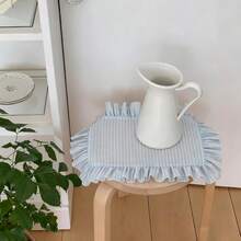 1/2/6/10件天蓝色条纹蕾丝餐垫、装饰餐巾，精致小众INS风格，适合节日和家居装饰
