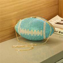 Rugby Chain Women's Bag With Diamond-Encrusted Craft Party Banquet Bag Exquisite Clutch Bag Can Be Carried Across One Shoulder - 藍色 - 查看 7