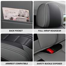 PU Leather 3D Car Seat Covers For 5 Seat Cars Full Set Full-Wrap Cube Style Universal Fit For All Seasons Front Rear Cushion Protector Interior Accessories Gift Decor - 灰色的 - 查看 6