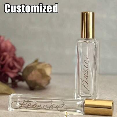 Botella de perfume personalizada, botella de muestra de perfume de vidrio, regalo para la novia, madre de la novia, fiesta, dama de honor, invitación de dama de honor, perfume personalizado, uso versátil, decorativo, grabado, elegante, de moda, vintage, único, personalizado, regalo ideal para ella, novia, belleza, productos de maquillaje, atomizador de viaje recargable