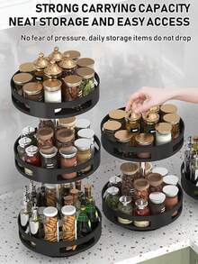 1 pieza Organizador giratorio multiusos - Ahorro de espacio, almacenamiento antideslizante para vajilla, maquillaje y especias en el mostrador de la cocina
