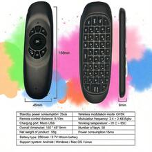 teclado inalámbrico compacto de 5.0 pulgadas con diseño ergonómico y retroiluminación LED ajustable, ideal para controlar dispositivos Smart TV, PC, laptops, y sistemas multimedia; incluye función Air Mouse para navegación precisa y cómoda sin necesidad de ratón adicional, conexión inalámbrica estable vía tecnología avanzada de bajo consumo, batería recargable de larga duración, compatible con múltiples plataformas y sistemas operativos; perfecto para gaming, trabajo remoto y uso cotidiano en el hogar u oficina, portátil y ligero para fácil transporte, con teclas suaves y silenciosas para mayor confort en sesiones prolongadas; accesorios y configuración rápida incluidos para una experiencia inmediata y fluida de uso en ambientes oscuros o poco iluminados. - Negro - Ver 3