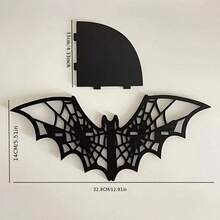 1pc Gothic Bat Shaped Floating Display Shelf - Wood Hollow Creative Christmas Bat Wall Corner Storage Rack, Suitable For Candle Holder, Crystal & Decor In Bedroom, Bathroom, Kitchen - Unique Animal Theme Wall Mounted Home Decor Halloween Decor Room Decor Halloween