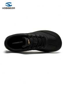 HOBIBEAR 1 paire de chaussures de sport pour l'automne/l'hiver, chaudes et imperméables, chaussures barefoot unisexes avec large, semelle en caoutchouc souple, chaussures de marche nordique confortables, chaussures d'entraînement allemandes pour adolescents, noir - Noir - Voir 5