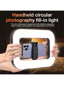 Luce ad anello LED portatile per smartphone - Luce circolare portatile di riempimento con morsetto regolabile, regolazione della temperatura di colore fino a 8500 K, espansione multiinterfaccia, ideale per selfie, live streaming e registrazione video, Luce ad anello per telefono adatta per selfie e live streaming, Luce portatile per selfie