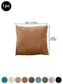 1 pièce Housse de coussin en peluche de renard argenté de couleur unie, simple, résistante à la saleté, amovible et lavable. Taie d'oreiller décorative pour la chambre, le salon, le canapé (insert de coussin non inclus), Champagne, Noir