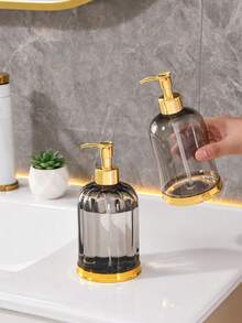 Light Luxury Lotion Hand Soap Bottle, Push-Type Soap Bottle, Bathroom Shampoo Shower Gel Dispensing Bottle, Refillable Plastic Empty Bottle, Suitable For Bathroom, Countertop, Kitchen, Laundry Room - Multicolor - View 6