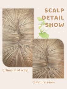 1 合成耐热假发，带刘海，金色卷发假发，24 英尺长，纤维制成，适合日常使用，自然仿真假发 - 金色 - 查看 3