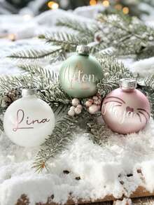 1 pièce Boule de Noël personnalisée, décoration de Noël personnalisable avec nom, boule de Noël, décoration de Noël personnalisée, boule de Noël avec nom de famille, boule de Noël personnalisée pour le Père Noël secret/décoration de sapin de Noël personnalisée avec nom/cadeau pour la famille ou les amis, couleur aléatoire - Multicolore - Voir 6