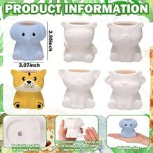 6 Sets Paint Your Own Ceramic Animal Succulent Planters Paintable Animal Ceramic Small Figurines Unpainted Succulent Pots With Drainage Hole Adults - Động vật đáng yêu - Xem 3