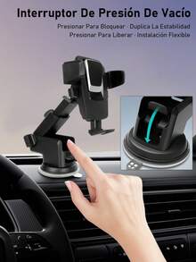 1 pieza Soporte Para Celular Para Carro Universal, Porta Celular Para Carro, Pieza Soporte De Teléfono Móvil Ajustable De 360 Grados Negro , Soporte Para Teléfono Móvil Para Coche, Soporte Para Teléfono Móvil Para Coche, Soporte De Clip Para Ventilación De Aire, Soporte Para Teléfono Móvil Para Automóvil, Soporte Para Teléfono Inteligente Gps,Soporte multiusos con ventosa para el salpicadero del coche - Negro - Ver 6