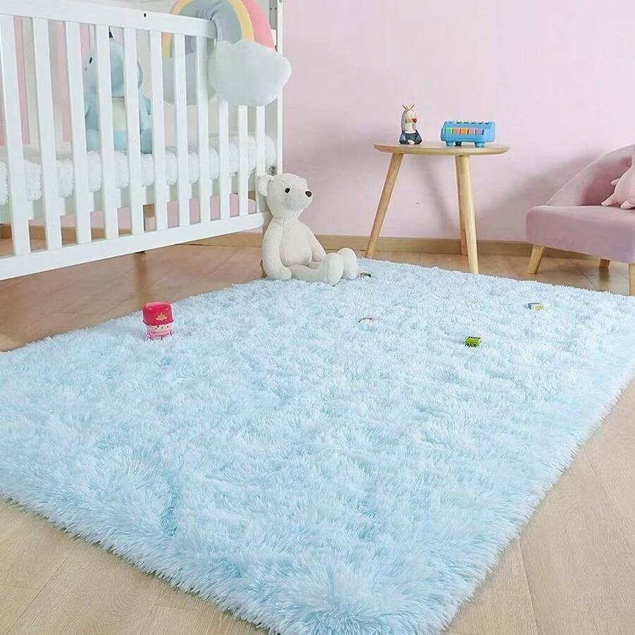 Baby Blue Shag Rug 1x1.40 Being 1.40 Long By 1 Wide With Non-Slip Base - Màu xanh nhạt - Xem 1