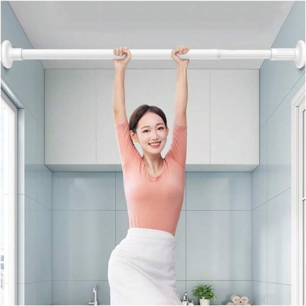 Verstellbare Kleiderstange zum Aufhängen von Kleidung, schwere Kleiderstangen-Verlängerung zum Platzsparenden Aufhängen von Kleidung, Doppelstange zum Aufhängen im Kleiderschrank, Kleiderstange ohne Rost und Herunterfallen, Spannvorhangstange rutschfest, ohne Bohren verstellbare Spannstangen