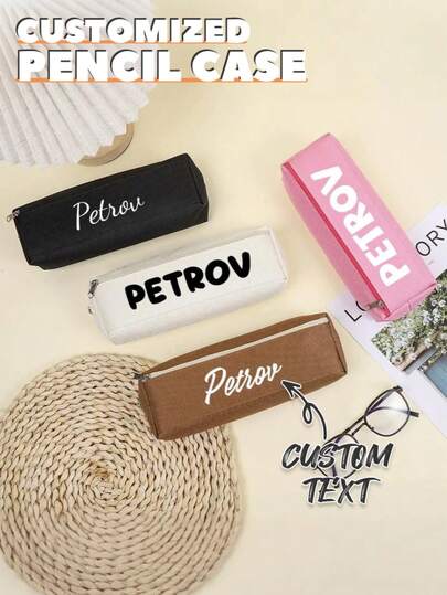 1pc Customized Pencil Case, Personalized Stationery Box, Pen Holder, Oxford Cloth Storage Bag, Large Capacity Storage Bag, Travel Storage Bag, Multi-Layer Storage Bag, Back To School Gift, College Gift, Travel Gift For Girls/Boys, Stationery, Minimalist Pencil Case, Suitable For School, Students, Office Supplies, Holiday Gifts, Fit For University, High School, Elementary School Pencil Case