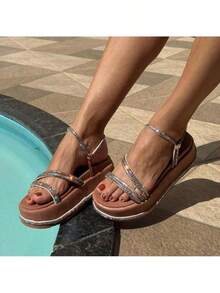 RAYRA JULIA PLATFORM SANDAL WITH INCREDIBLE SHINE READY FOR DELIVERY - Rust Brown - View 2