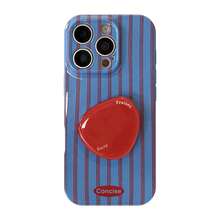 GUCADI 1pc Film Blue & Red Striped [Soft Case] + Red Triple Circle Stand Red & Blue Striped 16 Apple 17 Phone Case 15 Pro Max Retro Film Style Stand 14 Full Coverage 13