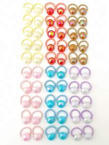 10pcs Cute Pearl Colored Pink, Purple, Blue Small Hair Ties/Scrunchies - Multicolor - View 6