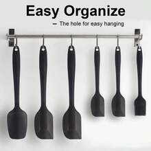 6-Piece Silicone Spatula Set - Kitchen Accessories, High-Temperature Resistant Silicone Spatula (Built-In Stainless Steel Core), Kitchen Utensils, Kitchen Essentials For Non-Stick Cooking, Baking And Mixing (Red/Black), Halloween And Christmas Gifts, Family Dinner Supplies, Christmas Party Supplies - Black - View 5