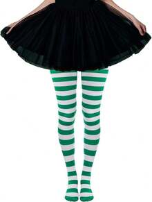 2 Pairs Women's Nylon Striped Tights Striped Tights Women Women's Stocking Hosiery - 綠色 - 查看 12