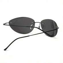 Men's Matrix Neo Style Fashion Glasses - Ultra-Light Frameless Design, Simple Black Metal Frame, Anti-Glare, Suitable For Daily Driving And Casual Outfits - 1 - 查看 4