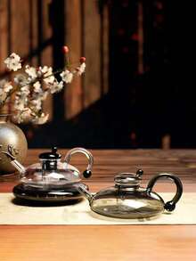 1-Piece Borosilicate Glass Teapot Set With Heat-Resistant Tape And Built-In Tea Strainer, Suitable For Loose Leaf And Flowering Teas, Ideal For Home And Restaurant Use