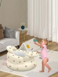 Multifunctional Inflatable Baby Learning Chair And Baby Bath Stool, Baby Inflatable Seat For Babies 3 Months And Up Summer Inflatable Baby Seat For Sitting Up, Blow Up Baby Floor Seat , Baby Shower Chair Floor Seater, Infant Back Support Sofa