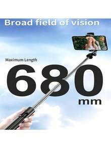 1 pièce Bâton à selfie anti-vibrations noir avec trépied, bras d'extension et éclairage LED, rotation automatique à 360 degrés universelle pour photographies et diffusion en direct pour les vacances d'été, les voyages, les activités de plein air, la diffusion en direct - Noir - Voir 7