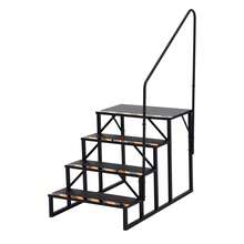 Wohnmobil-Stufen, 4-stufige Wohnmobil-Treppe, 299 kg Tragkraft, Verdickter Kohlenstoffstahl, mit Handlauf, rutschfeste Stufen für Sicheres EIN- und Aussteigen, Geeignet für Wohnmobil, Anhänger