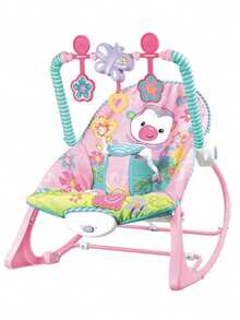 Baby Bouncer con vibraciones calmantes y música de bebé a niño pequeño Rocker durante 0-36 meses - Rosa - Ver 4